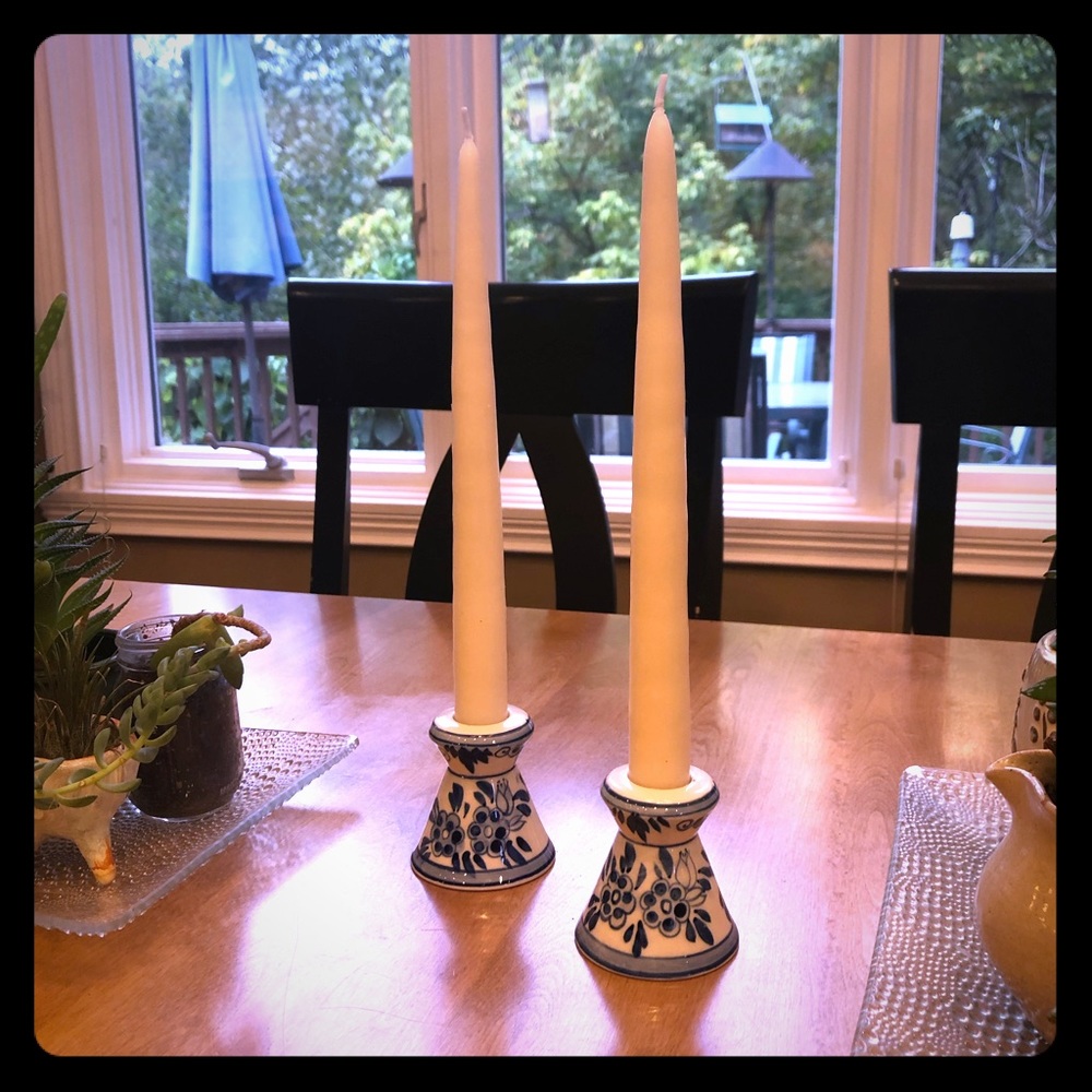 Vintage Delfts Hand-Painted Small Candle Holders